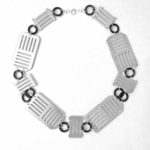 Large Brushed Aluminium Collar Necklace