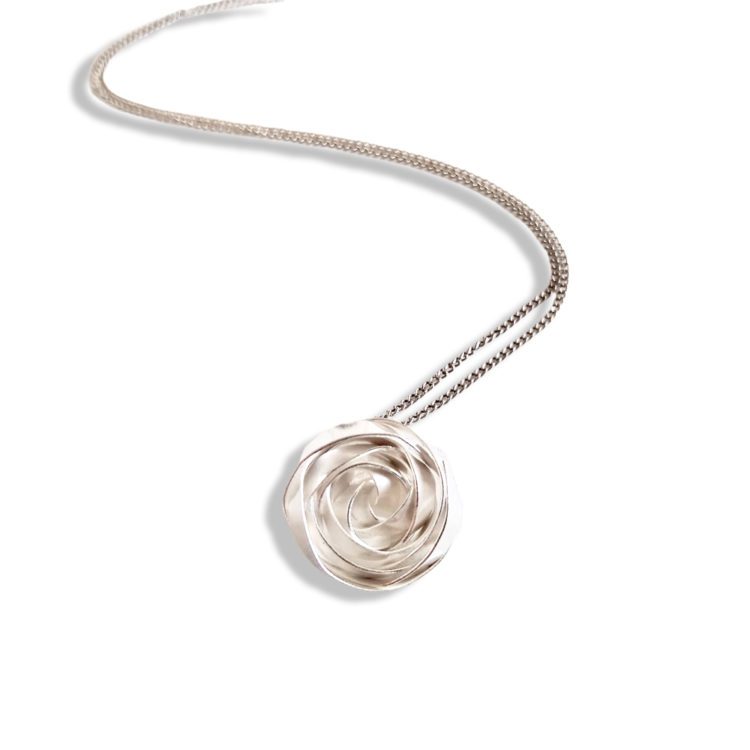 Romantic Rose Pendant Necklace - Small - sterling silver