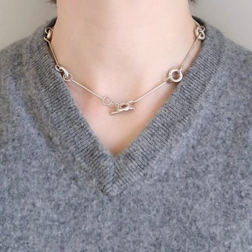Silver Torus Chain Necklace - handmade to order by Essemgé - lifestyle shot on model