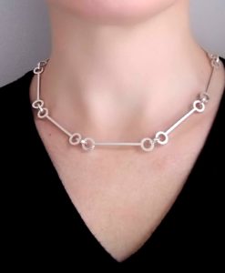 Multi-Transformable Nought Chain Necklace - choker (short) variation - silver - worn