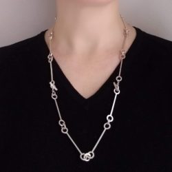 Multi-Transformable Nought Chain Necklace - opera (long) variation - silver - worn