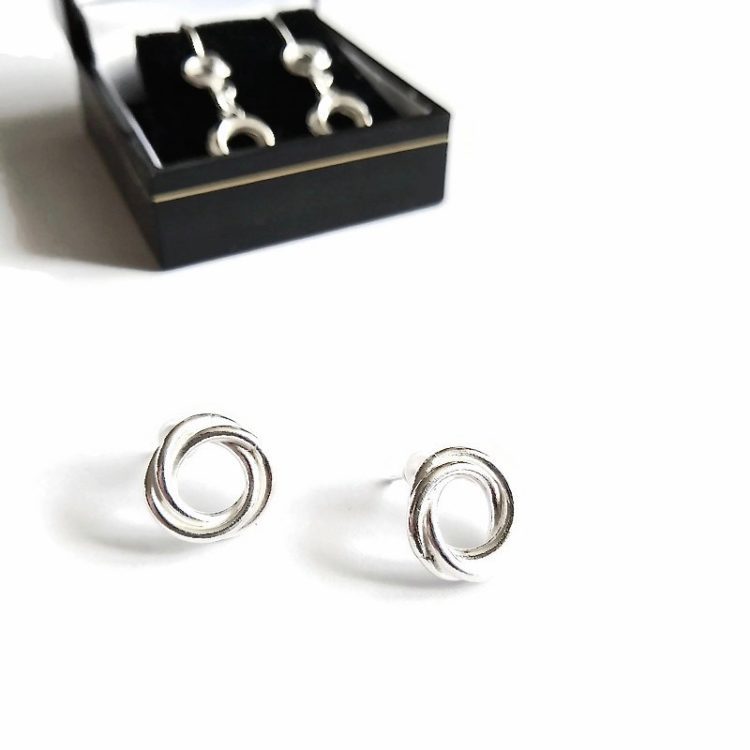 Russian Ring Stud Earrings - silver