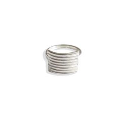 Maxi Silver Stripes Ribbed Ring by Essemgé - on white background
