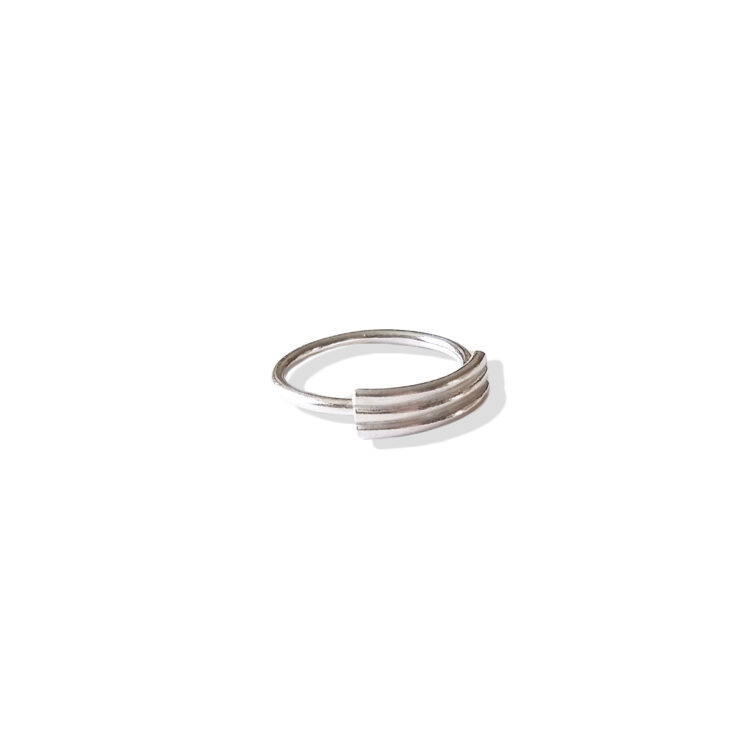 Spring Coil Striped Ribbed Ring - Dainty variation