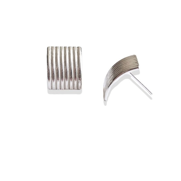 Spring Coil Striped Ribbed Ear Studs - Large