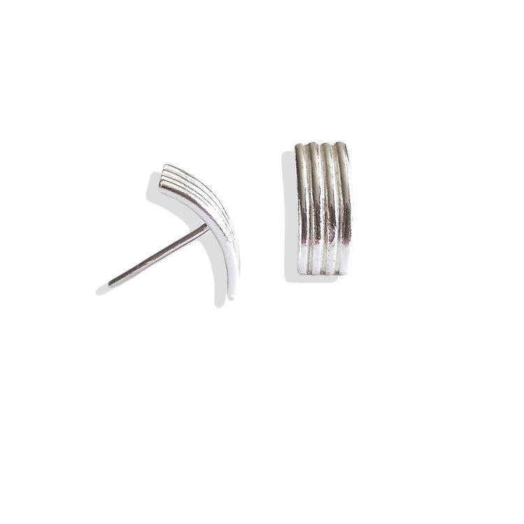 Spring Coil Striped Ribbed Ear Studs - Small