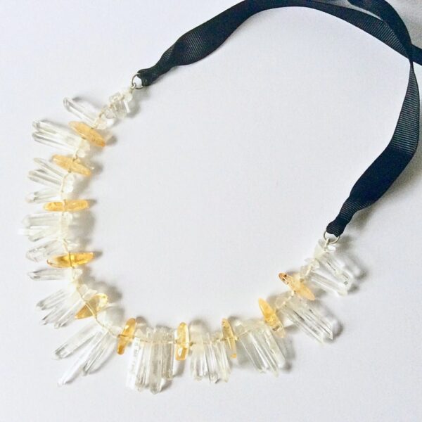 Rock Crystal Icicle Adjustable Necklace by Essemgé - flat layout on white background