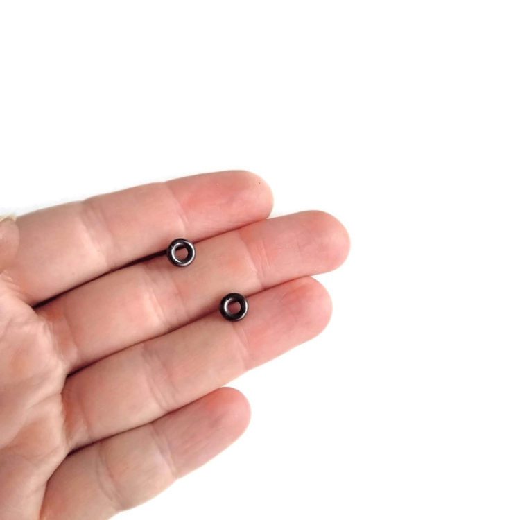 Mini Torus stud earrings - oxidised