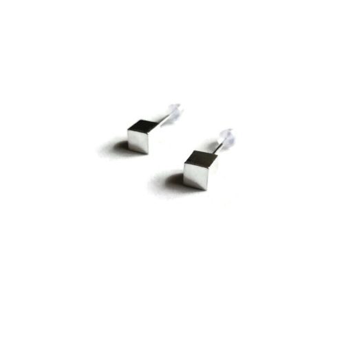 Cube Stud Earrings - Mini - in sterling silver