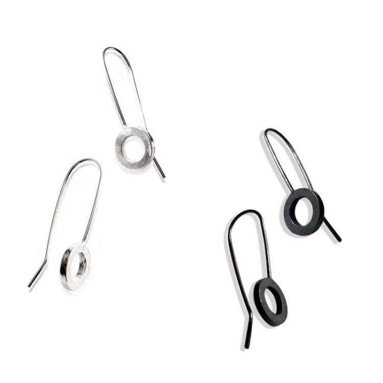 Silver Dangle Earrings collection - Available in Shiny or Oxidised - on white background