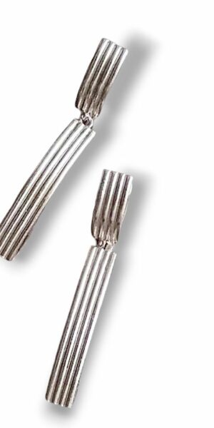Silver Stripes Cocktail Earrings by Essemgé