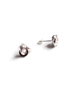 Silver Graphic Rose Stud Earrings