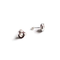 Silver Graphic Rose Stud Earrings