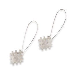 Grid Dangle Earrings - all silver - on hooks