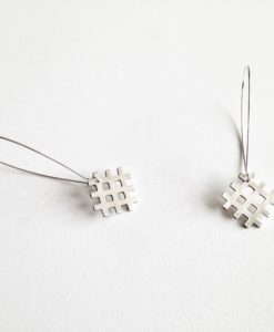 Grid Dangle Earrings - all terling silver - on hooks