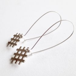 Grid Dangle Earrings - all terling silver - on hooks