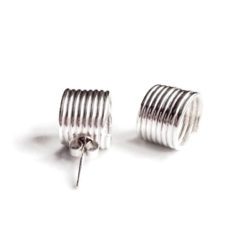 Spring Coil Stud Earrings - Maxi - silver