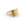 Gold Striped Ribbed Textured Ring - against white background and drop shadow
