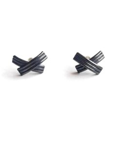 XX oxidised silver stud earrings - seen from the front - on white background