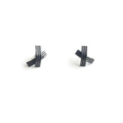 XX oxidised silver stud earrings - standing upright - on white background