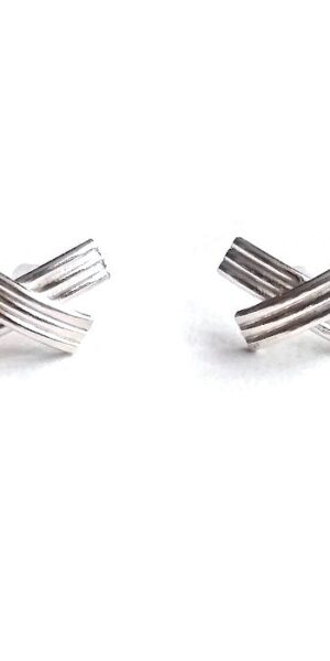 XX shiny silver stud earrings - on white background