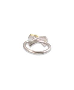 Gold and Silver Striped Bow Ring - seen from the back - on white background