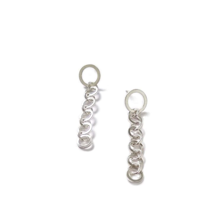 Nought-Chain-Dangle Earrings - on white background