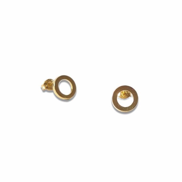 18k yellow gold nought stud earrings - on white background