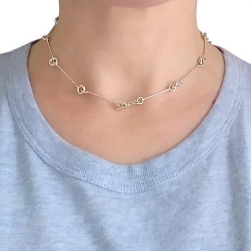 Modular Mini Torus Chain Necklace and Bracelet - on model
