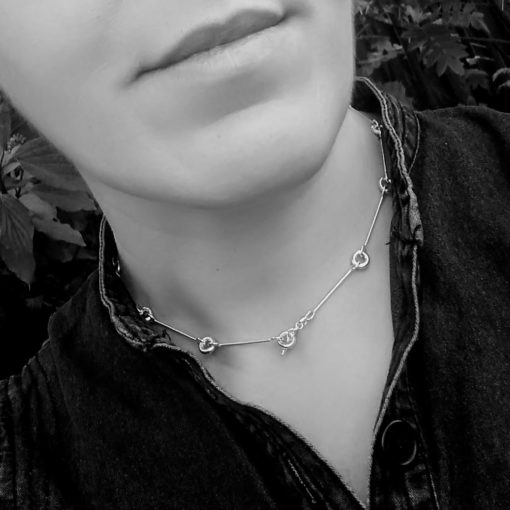Silver Mini Torus Chain Necklace - worn