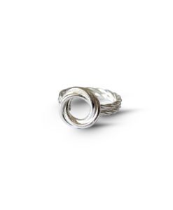 Silver Modern Rose Ring with double shank - on white background