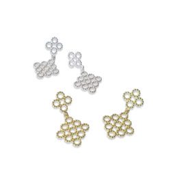 Quatrefoil Dangle Earrings - Gold and Silver - on white background