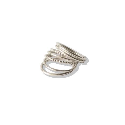 Silver Semainier Ring - 7 Connected Stacking Rings in silver - on white background
