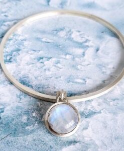 Silver Moonstone Charm Bangle by Essemgé