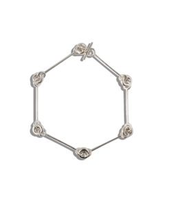 Mini Torus Silver Chain Bracelet - Flat layout on white background