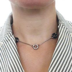 Hematite Torus Chain Necklace by Essemgé - lifestyle shot
