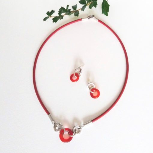 Christmas Special Gift Set - Carnelian Torus Earrings and Necklace