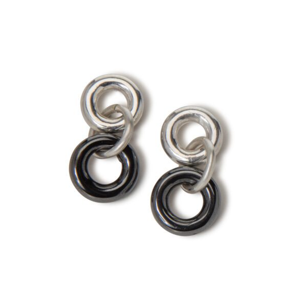 Hematite Torus Chain Earrings by Essemgé