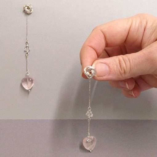 Long Rose quartz Earring Enhancers by Essemgé