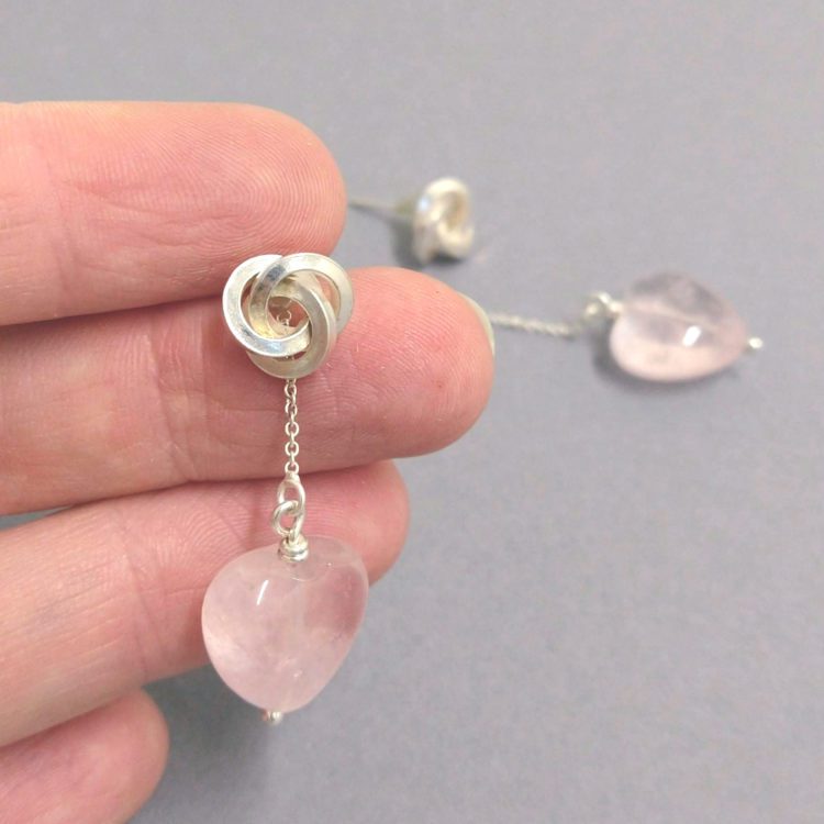 Short Rose quartz Earring Enhancers by Essemgé