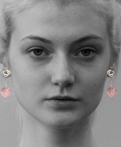 Short Rose quartz Earring Enhancers by Essemgé - on model