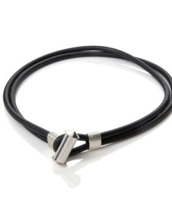 Silver Toggle Necklace by Essemgé - choker necklace in black silicone rubber with a silver toggle fastening - on white background