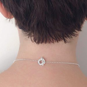 Modern Rose Chain Necklace by Essemgé - Worn as a Pendant Necklace - Pictured from the back