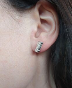 Silver Paper Chain Stud Earrings by Essemgé - on model