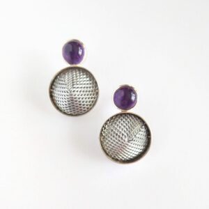 Mesh and Amethyst Cocktail Earrings by Essemgé