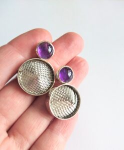 Mesh and Amethyst Cocktail Earrings by Essemgé