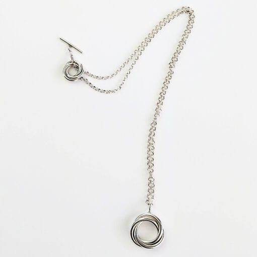 Modern Rose T-Bar Necklace w Pendant by Essemgé