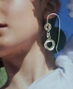 Silver Modern Rose Dangle Earrings by Essemgé - on model