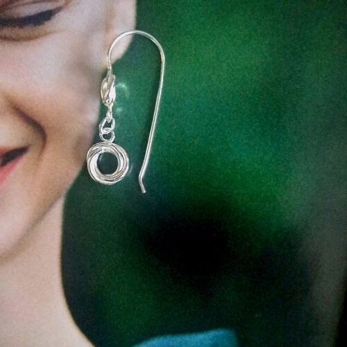 Valentines gift ideas by Essemgé - Modern Rose Silver Dangle Earrings - on model