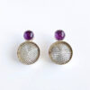 Mesh and Amethyst Cocktail Earrings by Essemgé - front view
